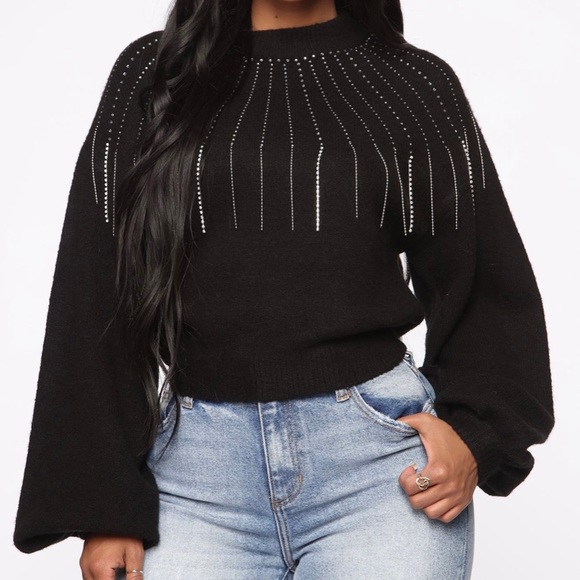 Fashion Nova Sweaters - Black studded sweater
